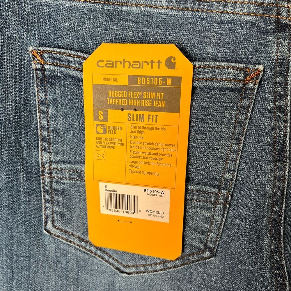 Carhartt Rugged Flex Tapered Jeans High Rise Size 8 Regular Women’s NEW NWT - Picture 7 of 8